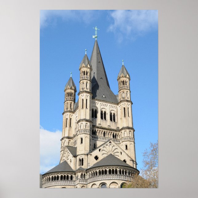 Top of church of Gross St. Martin in Koeln Poster (Front)