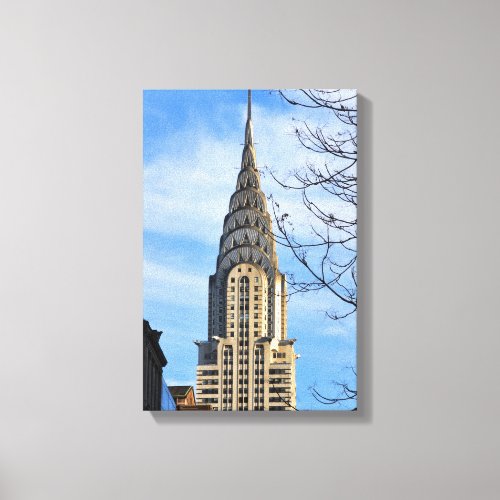 Top of the Chrysler Building Bare Trees Canvas Print