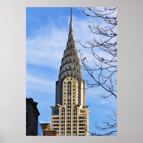 Top of the Chrysler Building Bare Trees Poster