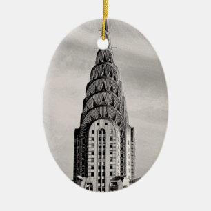 Top of the Chrysler Building NYC - B&W Ceramic Ornament