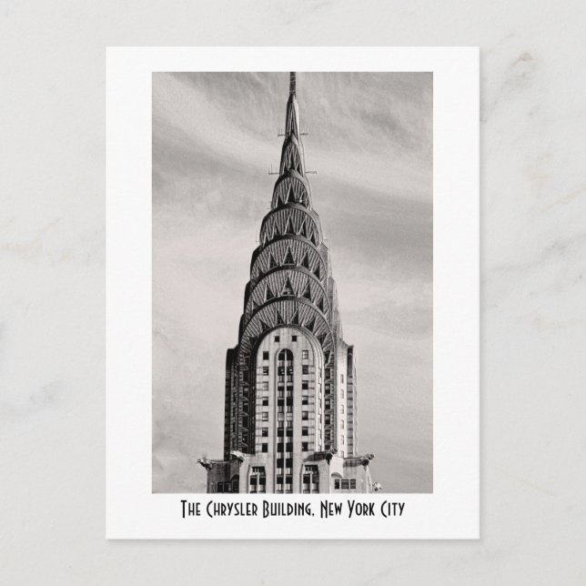 Top of the Chrysler Building NYC - B&W Postcard (Front)