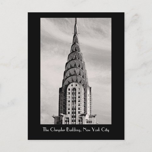 Top of the Chrysler Building NYC _ BW Postcard