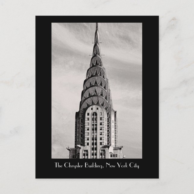 Top of the Chrysler Building NYC - B&W Postcard (Front)