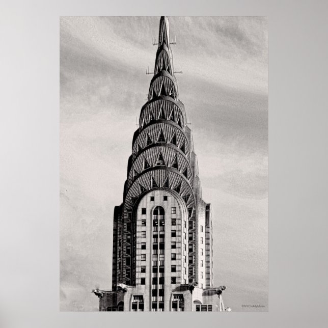 Top of the Chrysler Building NYC - B&W Poster (Front)