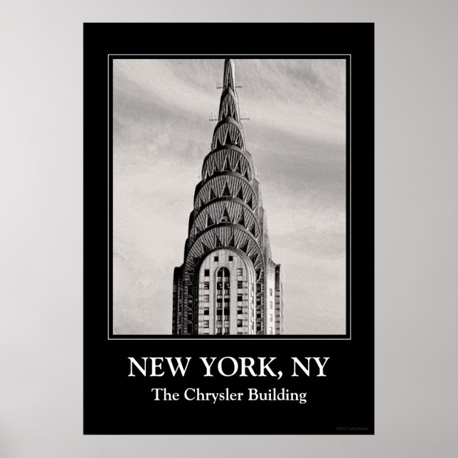 Top of the Chrysler Building NYC - B&W Poster (Front)