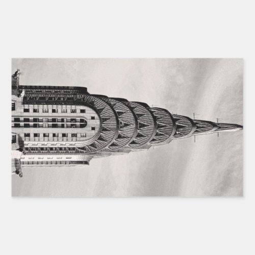 Top of the Chrysler Building NYC _ BW Rectangular Sticker