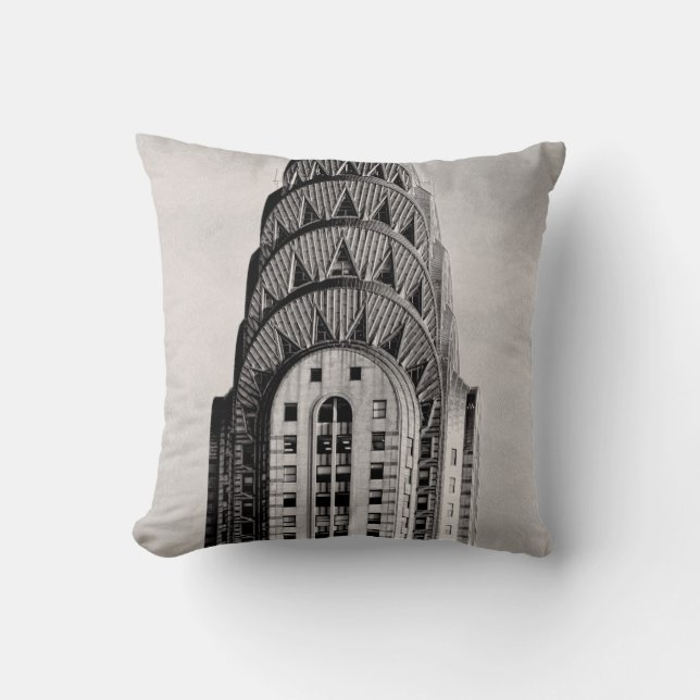 Top of the Chrysler Building NYC - B&W Throw Pillow (Front)
