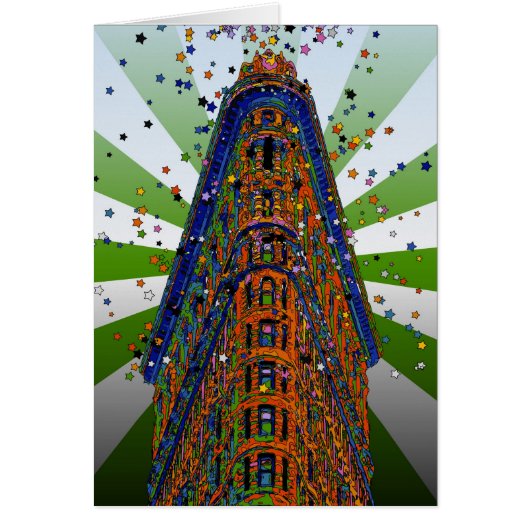 Top of the Flatiron Building - Green & White Rays Cards (Front)