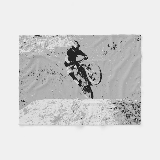  Top of the Mountain - Mountain Biker  Fleece Blanket (Front (Horizontal))