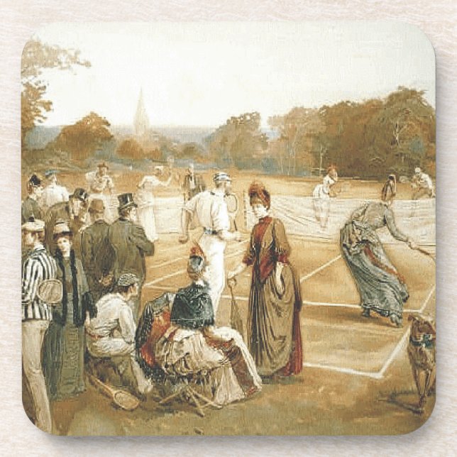 TOP Old School Tennis Beverage Coaster (Front)
