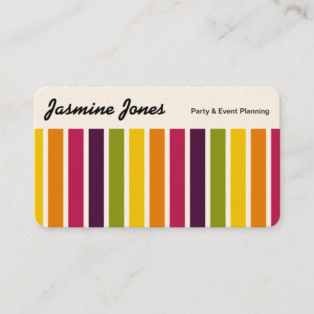 Top Panel - Color Stripes 03  (Cream Crd) Business Card (Front)