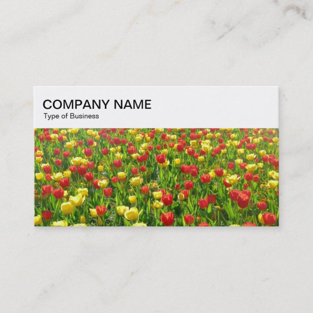 Top Panel - Red and Yellow Tulips 02 Business Card (Front)