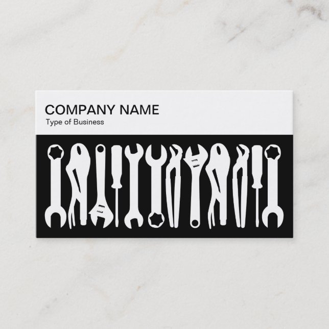 Top Panel - Tools - White on Black Business Card (Front)
