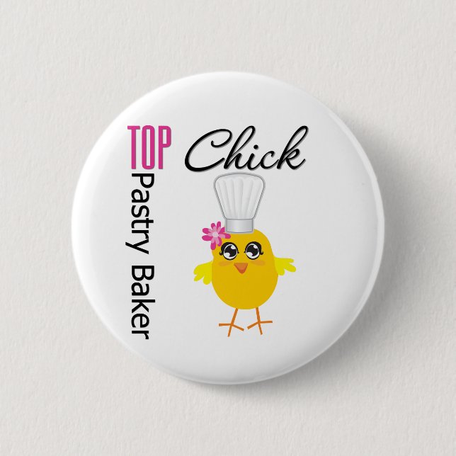 Top Pastry Chick Pinback Button (Front)