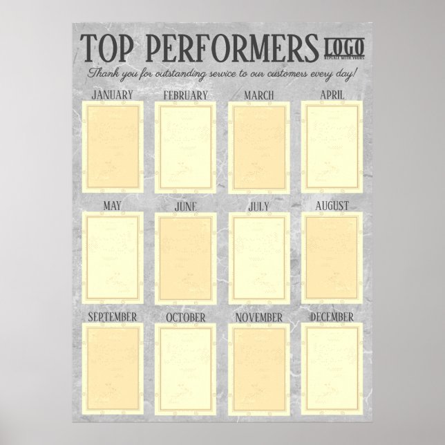 Top performer employee of the month photo display poster (Front)