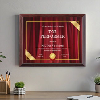 Top Performer Theatre Musical PerformingArts Award Plaque