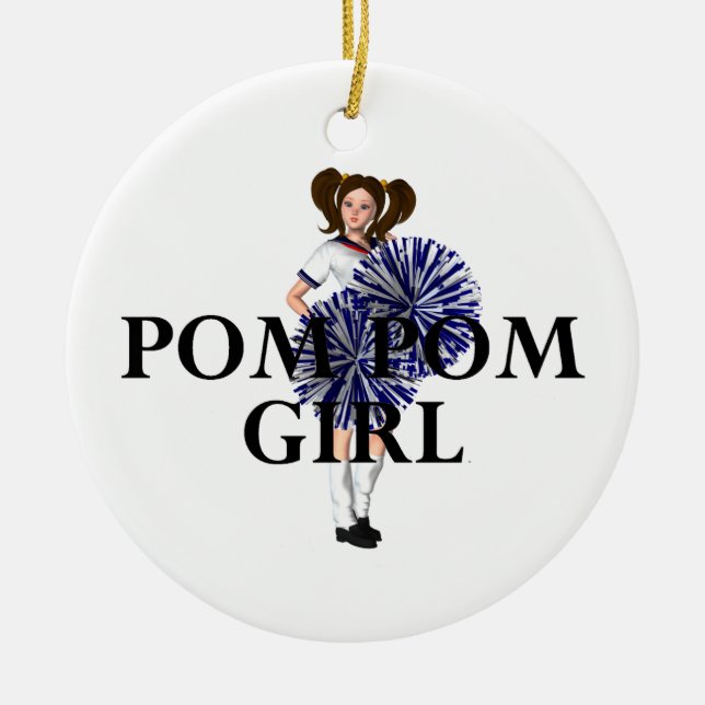 TOP Pom Pom Girl Ceramic Ornament (Front)