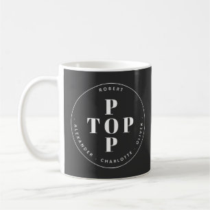 Top Pop Father Dad Personalized Family Names Coffee Mug