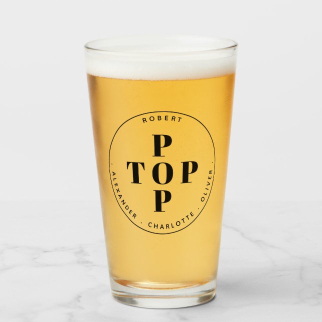Top Pop Father Dad Personalized Glass (Front Filled)
