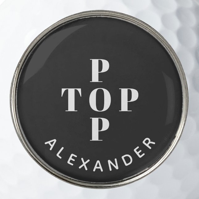Top Pop Father Dad Personalized Golf Ball Marker (Top Pop personalized name golf ball marker for your favorite Dad, Father or Grandfather)