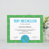 Top Recycler Certificate of Achievement PDF Zazzle