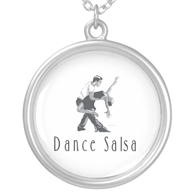 TOP Salsa Dance Silver Plated Necklace (Front)