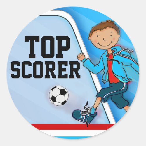 Top Scorer boys blue football soccer sticker
