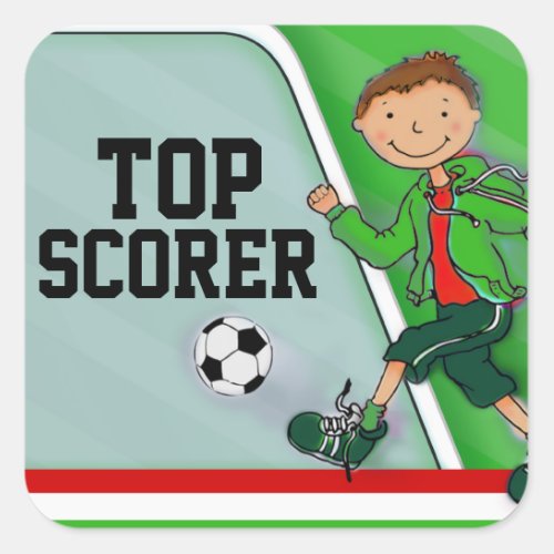Top Scorer boys green football soccer sticker
