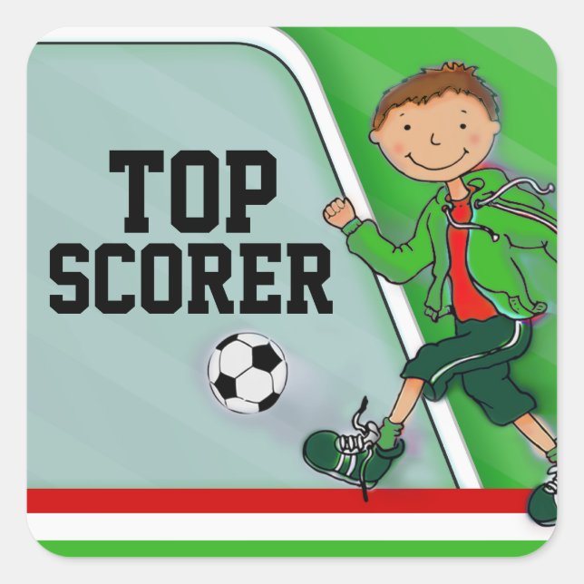 Top Scorer boys green football soccer sticker (Front)