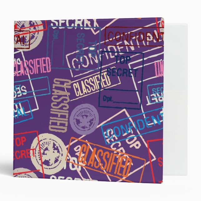 Top Secret Classified Confidential Design 3 Ring Binder (Front/Inside)