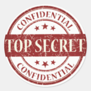 Top Secret Confidential Stamp White Stars Burgundy Classic Round Sticker