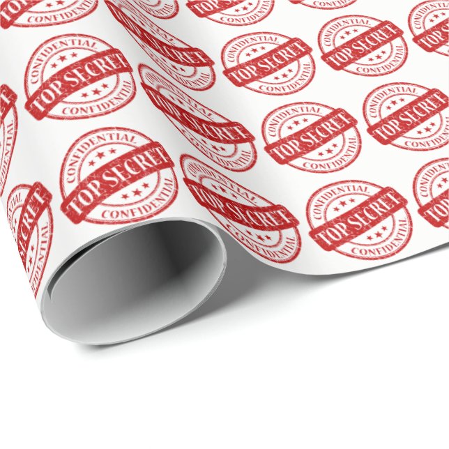 Top Secret Confidential Stamp White Stars Red Wrapping Paper (Roll Corner)