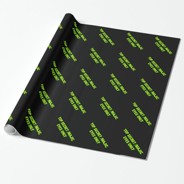 Top Secret /Majic Eyes Only (Green on Black) Wrapping Paper (Unrolled)