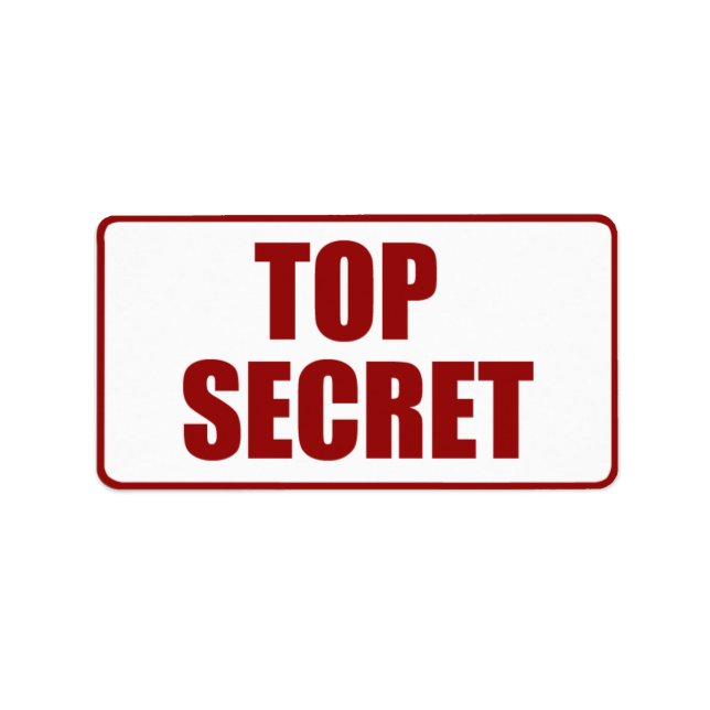 Top Secret Medium size label (Front)