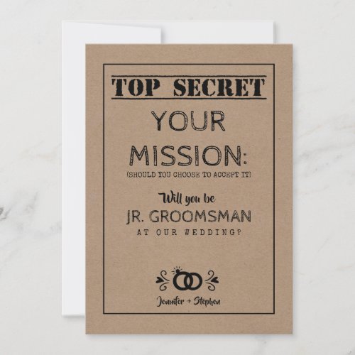 Top Secret Mission _ Junior Groomsman Proposal Invitation