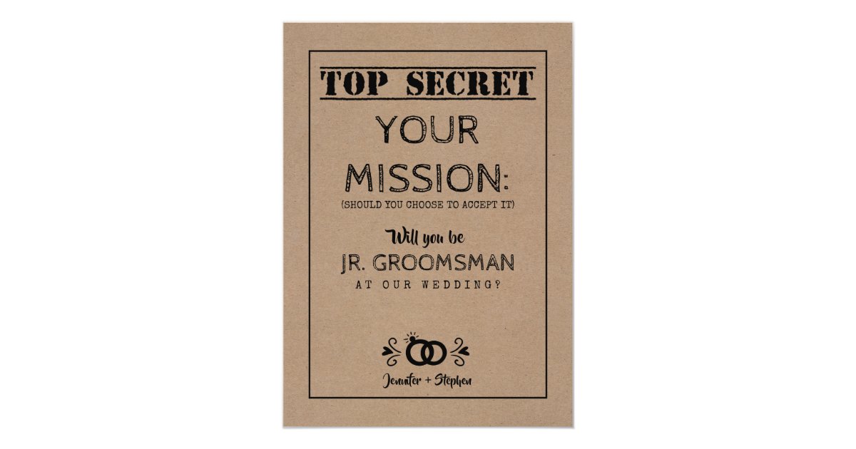 Top Secret Mission Junior Groomsman Proposal Invitation Zazzle Com