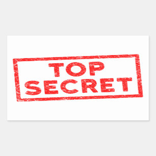 Top Secret Red Rubber Stamp Rectangular Sticker