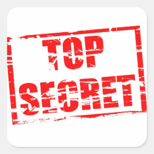 Top secret rubber stamp effect square sticker