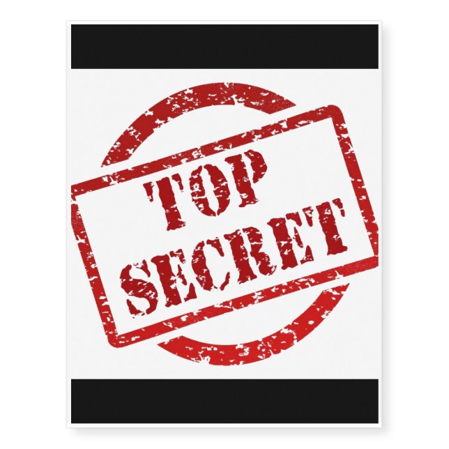 Top Secret Stamp Temporary Tattoos (Front)