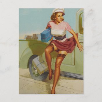 Top Service Is Delivered Pin Up Art Postcard by Pin_Up_Art at Zazzle