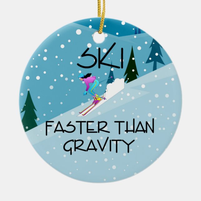 TOP Ski Faster Ceramic Ornament (Front)