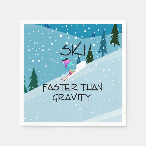 TOP Ski Faster Paper Napkins