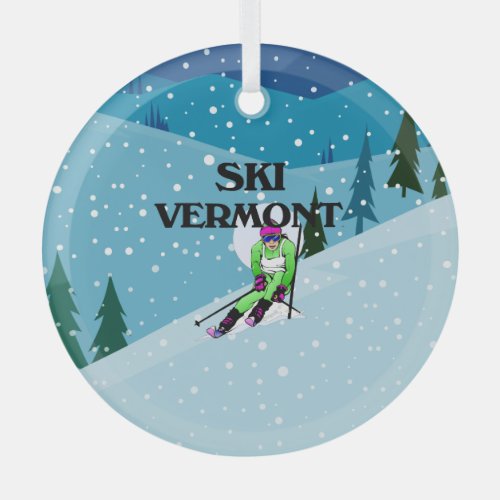 TOP Ski Vermont Glass Ornament