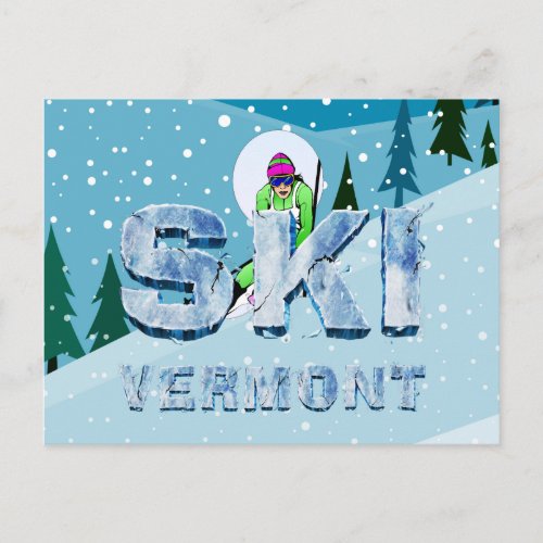 TOP Ski Vermont Postcard