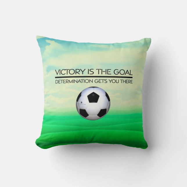 TOP Soccer Victory Slogan Throw Pillow (Front)