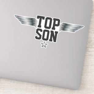 Top Son Aviator Pilot Wings Silver Effect Sticker