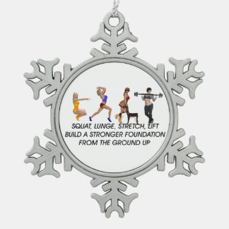 TOP Squat Slogan Snowflake Pewter Christmas Ornament