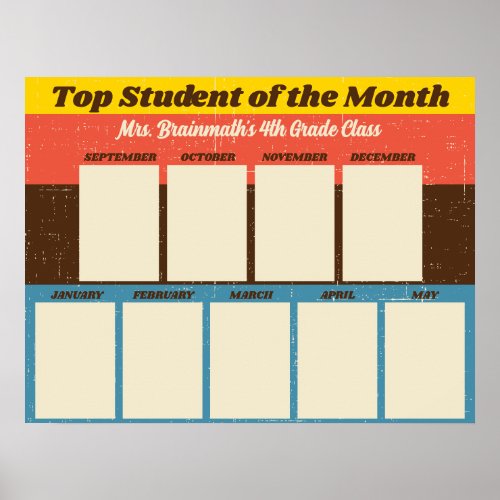 Top student of the month classroom photo display p poster