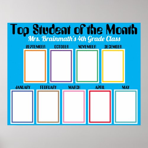 Top student of the month classroom photo display p poster