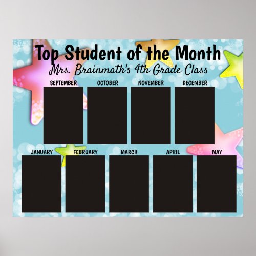 Top student of the month classroom photo display poster